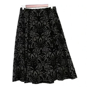 High Waisted A-Line Swing Midi Skirt Size 4 Burnout Velvet Dark Romantic Gothic